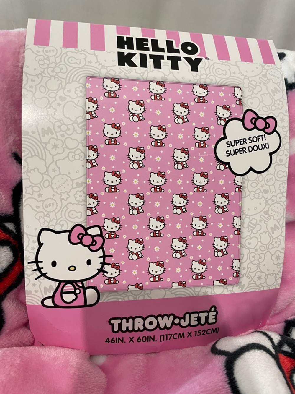 Hello Kitty Pink Patterned Plush Throw Blanket